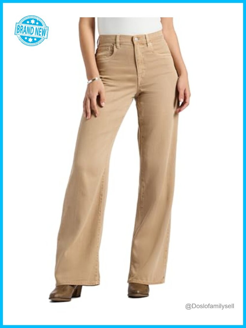 High Rise Wide Leg Jeans, Soft Denim, Five Pocket, Zip Fly